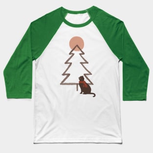 Abstract Minimal Christmas tree and cat Baseball T-Shirt